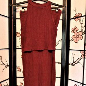 Luxe Burgundy Crop Top and Pencil Skirt Size Medium